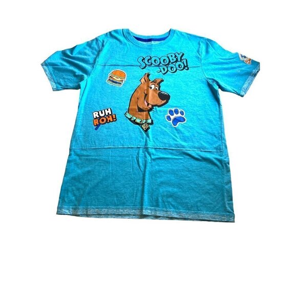 Scooby-Doo Kids' T-Shirt - Blue Graphic Tee With Scooby & Burger Print - Ruh Roh - Picture 1 of 6